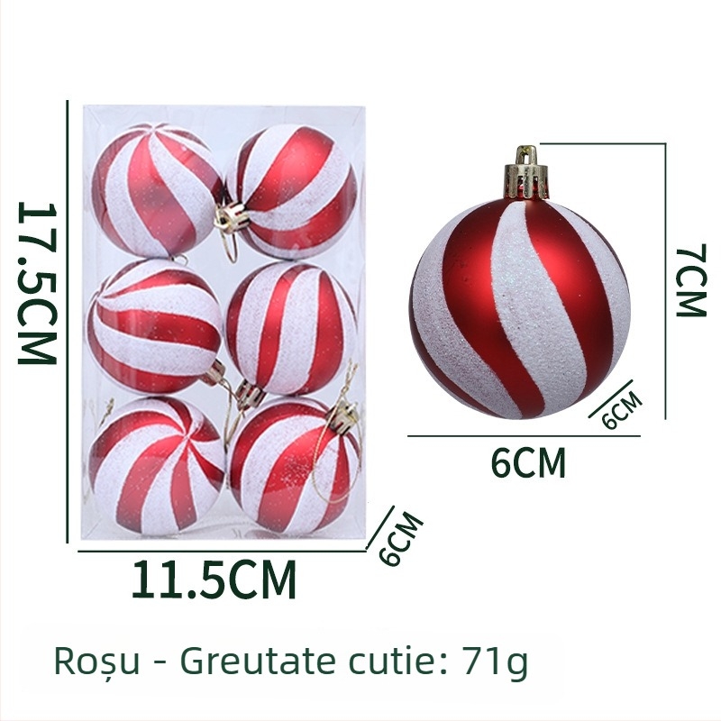 Ornament spiral pentru bradul de Crăciun – minge decorativă pictată
