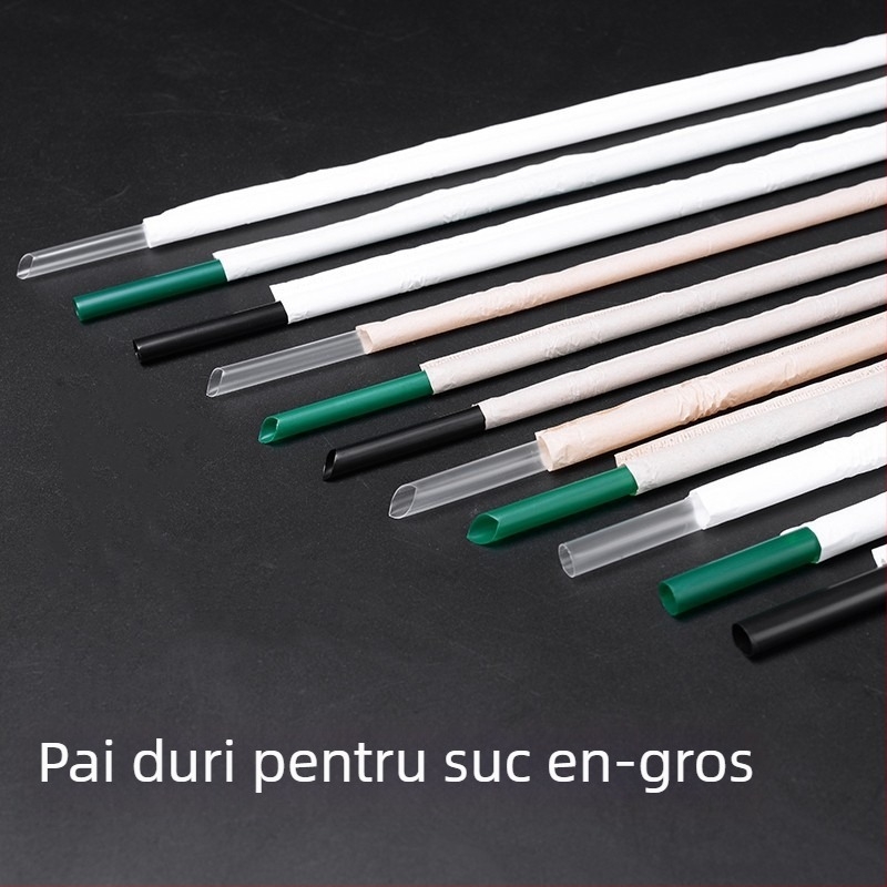 Paie de unică folosință, rigide, pentru ceai cu lapte, cafea, suc și ceai cu lămâie, subțiri, drepte, ambalate individual, 100 buc.