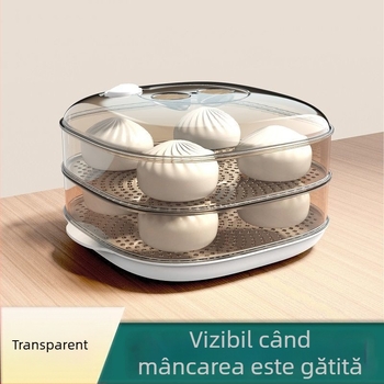 Cutie de aburi pentru microunde cu capac, coș de abur transparent de calitate alimentară, pentru uz casnic, aparat multifuncțional pentru încălzirea meselor