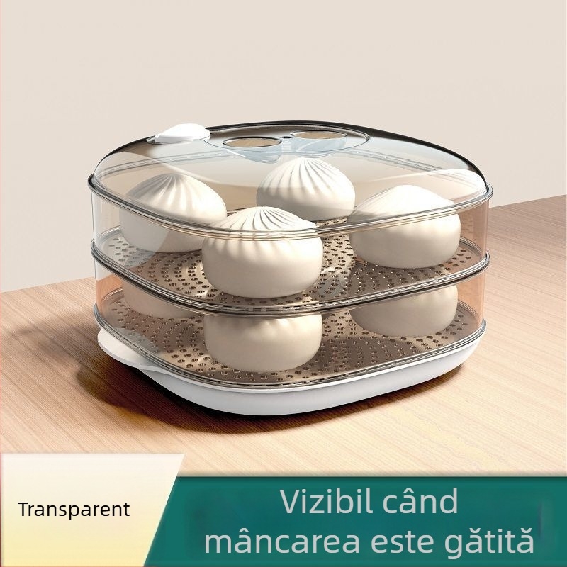 Cutie de aburi pentru microunde cu capac, coș de abur transparent de calitate alimentară, pentru uz casnic, aparat multifuncțional pentru încălzirea meselor