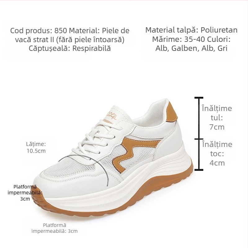 Pantofi sport din plasă respirabilă pentru femei, model nou 2026, ușori pentru alergare, adidași albi, stil Dad Shoes