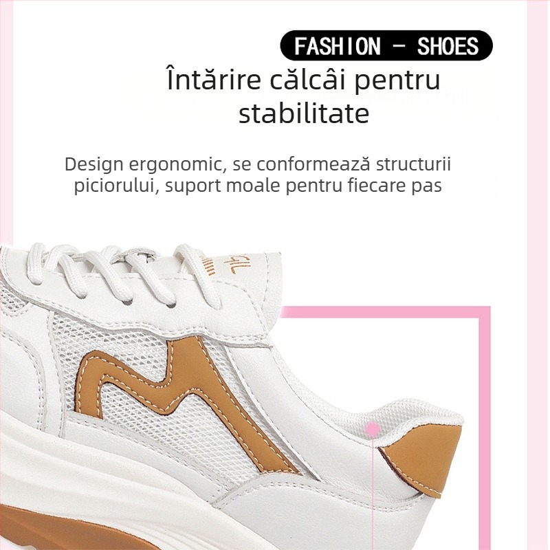 Pantofi sport din plasă respirabilă pentru femei, model nou 2026, ușori pentru alergare, adidași albi, stil Dad Shoes
