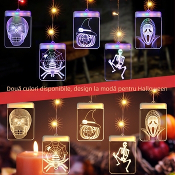 Șir de lumini LED cu stele pentru perdea, alimentare USB, decor 3D de Crăciun pentru interior