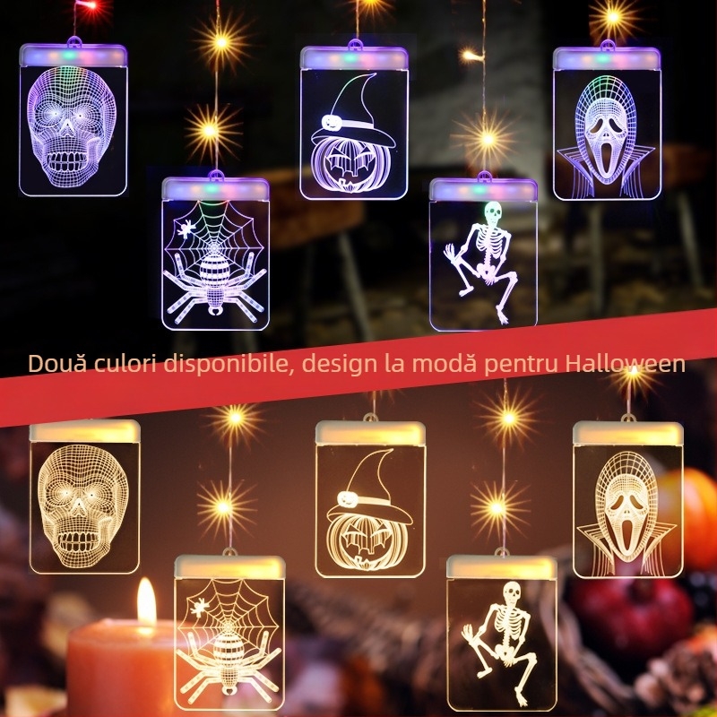 Șir de lumini LED cu stele pentru perdea, alimentare USB, decor 3D de Crăciun pentru interior