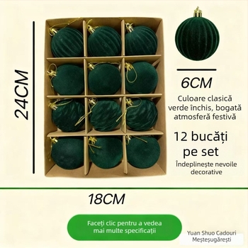 Set de 12 pom-pomuri de Crăciun, mingi pufoase, ornamente pentru brad și pandante pentru pălării
