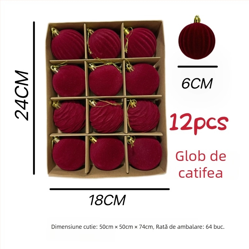 Set de 12 pom-pomuri de Crăciun, mingi pufoase, ornamente pentru brad și pandante pentru pălării