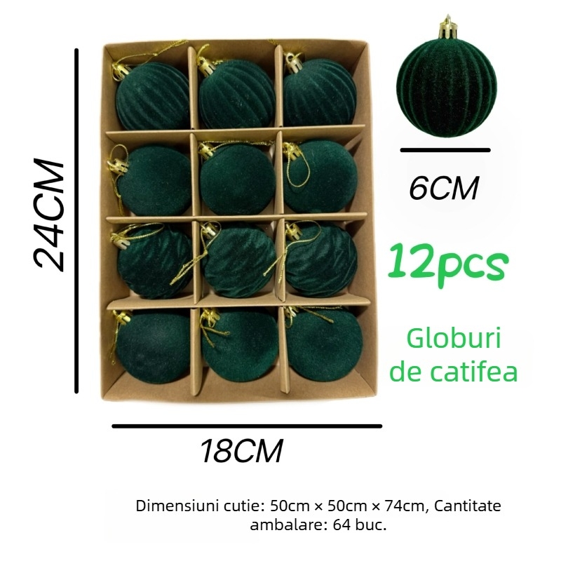 Set de 12 pom-pomuri de Crăciun, mingi pufoase, ornamente pentru brad și pandante pentru pălării