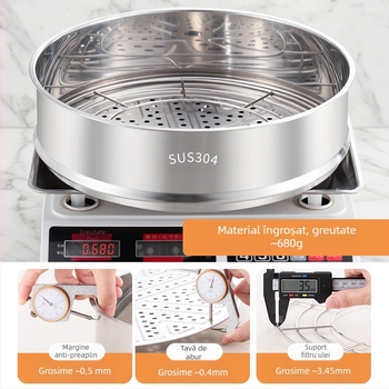 Coș de gătit la abur din oțel inoxidabil 304 cu protecție împotriva stropirii de ulei, suport de gătit la abur ridicat pentru uz casnic, separator de apă, suport pentru filtru de ulei, capac multifuncțional