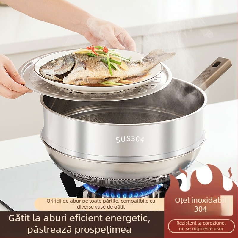 Coș de gătit la abur din oțel inoxidabil 304 cu protecție împotriva stropirii de ulei, suport de gătit la abur ridicat pentru uz casnic, separator de apă, suport pentru filtru de ulei, capac multifuncțional