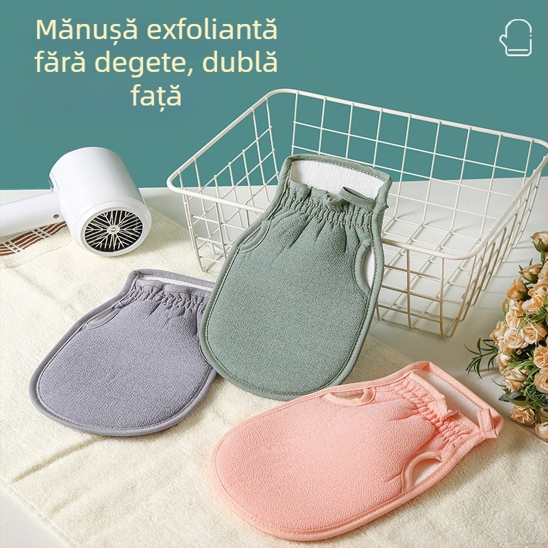 Mănuși de baie exfoliante pentru uz casnic, exfoliere puternică a spatelui, curățare nedureroasă, mănuși din pânză cu granulație grosieră, gri
