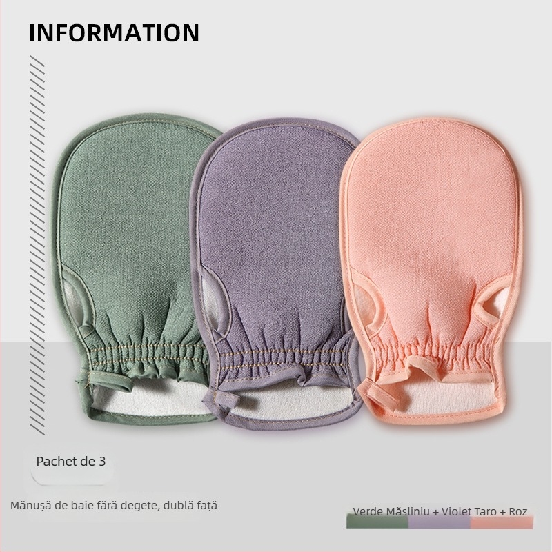 Mănuși de baie exfoliante pentru uz casnic, exfoliere puternică a spatelui, curățare nedureroasă, mănuși din pânză cu granulație grosieră, gri
