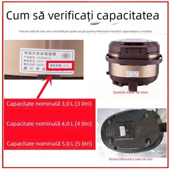 Vas interior universal pentru oală electrică de gătit orez, 5 litri, compatibil cu Meiling, Wanlida și Xianke, vas interior sferic îngroșat