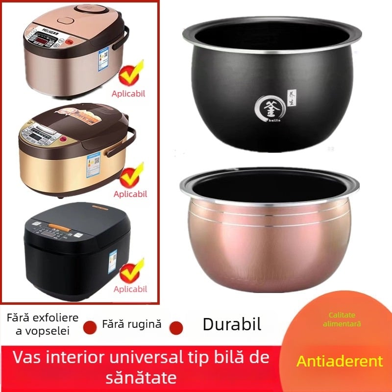 Vas interior universal pentru oală electrică de gătit orez, 5 litri, compatibil cu Meiling, Wanlida și Xianke, vas interior sferic îngroșat