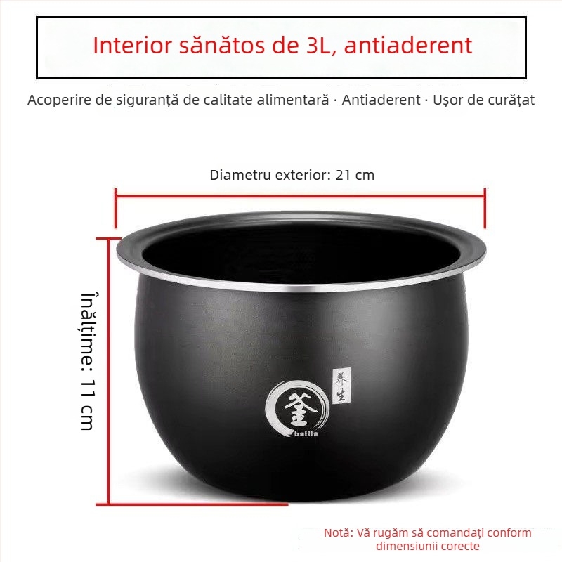 Vas interior universal pentru oală electrică de gătit orez, 5 litri, compatibil cu Meiling, Wanlida și Xianke, vas interior sferic îngroșat