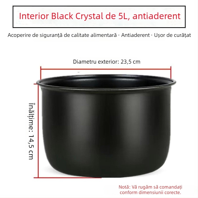Vas interior universal pentru oală electrică de gătit orez, 5 litri, compatibil cu Meiling, Wanlida și Xianke, vas interior sferic îngroșat