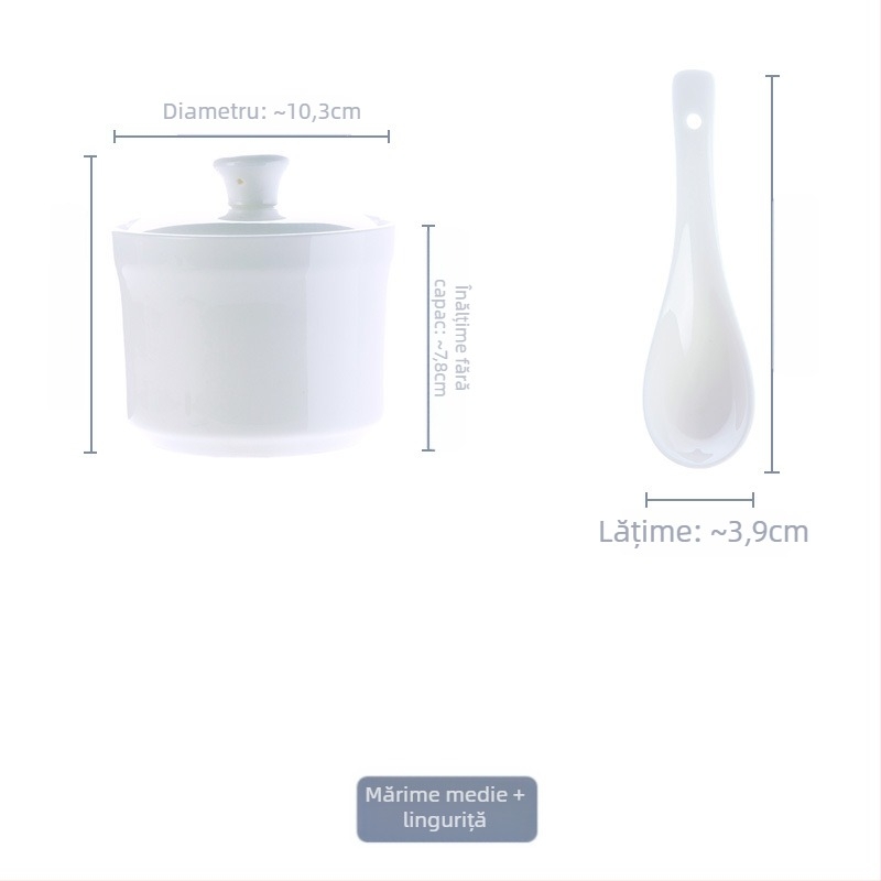 Vas ceramic din porțelan osos alb, cu capac, pentru o porție, cu interior și colorare sub glazură pentru ou fiert la abur