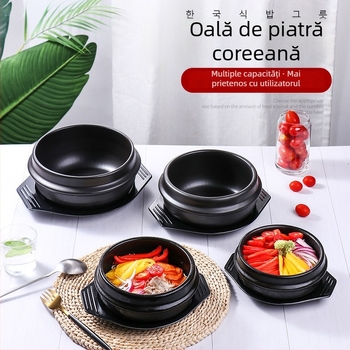 Vas de piatră în stil coreean pentru uz casnic — oală pentru Bibimbap și ghiveci, mic vas cu strat antiaderent, compatibil cu aragaz pe gaz, Chef Meisi