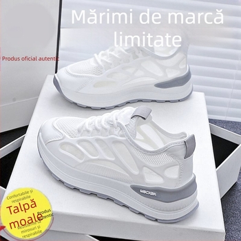 Adidași sport din plasă pentru femei, respirabili, albi, talpă moale, casual de vară.