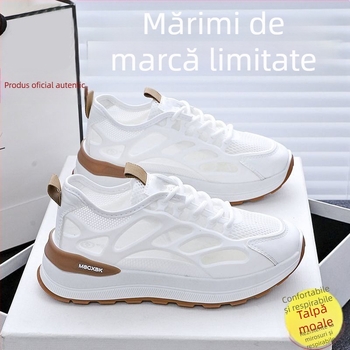 Adidași sport din plasă pentru femei, respirabili, albi, talpă moale, casual de vară.