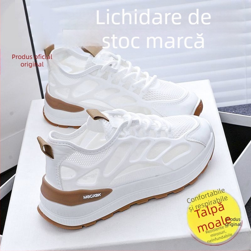 Adidași sport din plasă pentru femei, respirabili, albi, talpă moale, casual de vară.