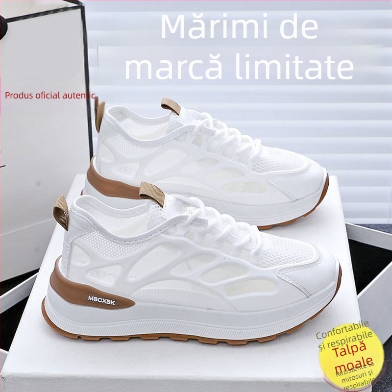 Adidași sport din plasă pentru femei, respirabili, albi, talpă moale, casual de vară.