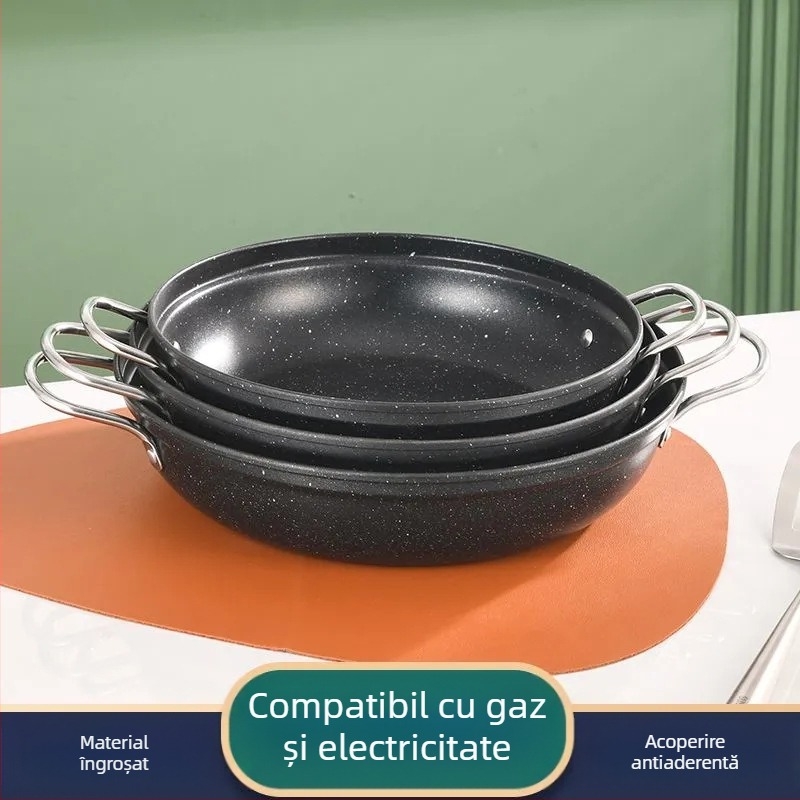 Oală din fier forjat cu două mâneri pentru ghiveci de pui și orez, compatibilă inducție, antiaderent