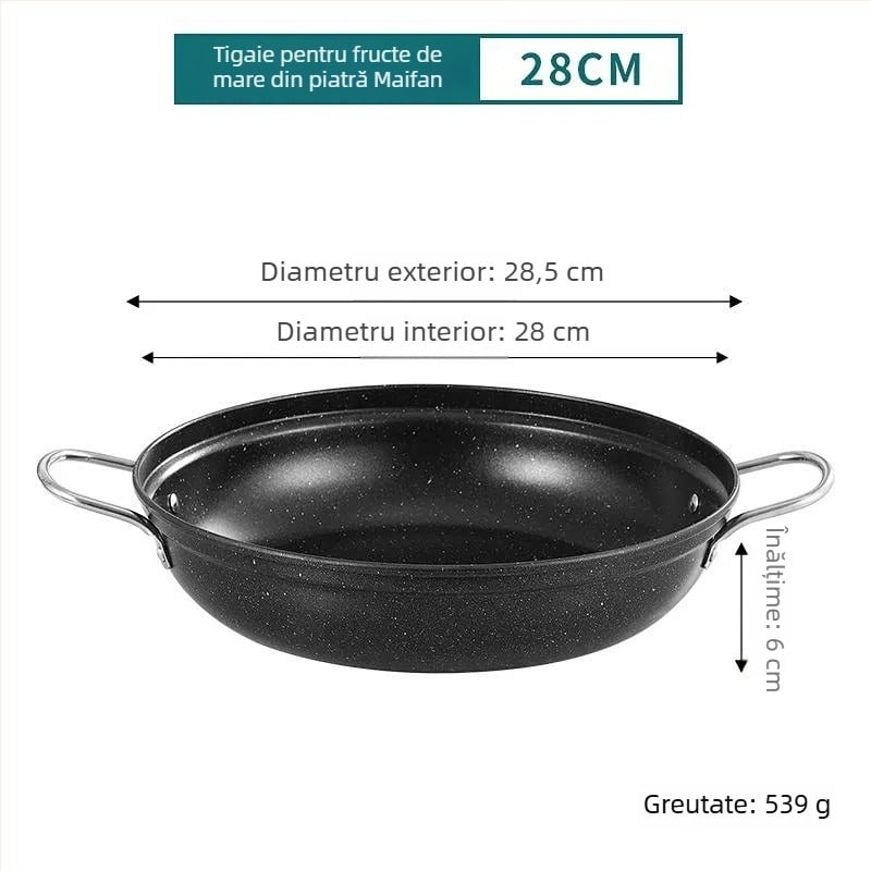 Oală din fier forjat cu două mâneri pentru ghiveci de pui și orez, compatibilă inducție, antiaderent