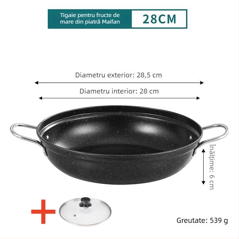 Oală din fier forjat cu două mâneri pentru ghiveci de pui și orez, compatibilă inducție, antiaderent