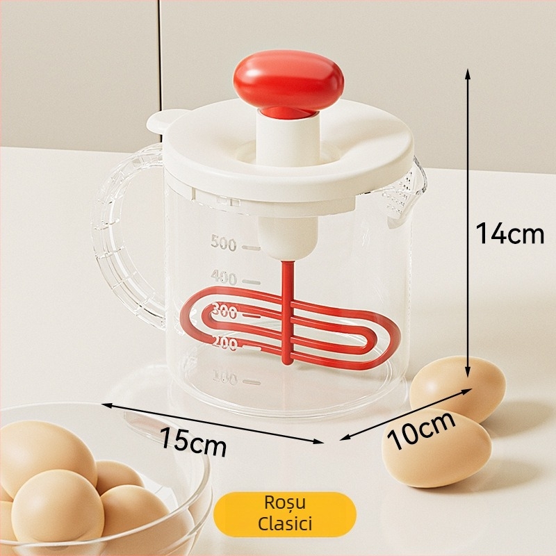 Mixer manual pentru ouă cu filtru încorporat și cupă de amestec pentru frișcă și coacere