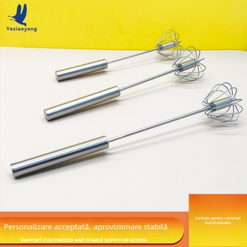 Bătător manual pentru ouă din oțel inoxidabil, rotativ, pentru uz casnic, semi-automat