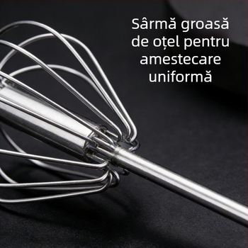 Tel de ouă din oțel inoxidabil, manual, cu împingere pentru frișcă, tel rotativ semi-automat pentru bucătărie