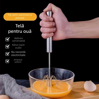 Bătător de ouă din oțel inoxidabil, manual, rotativ, pentru bucătărie