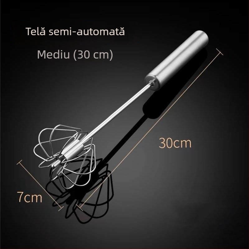 Bătător de ouă din oțel inoxidabil, manual, rotativ, pentru bucătărie