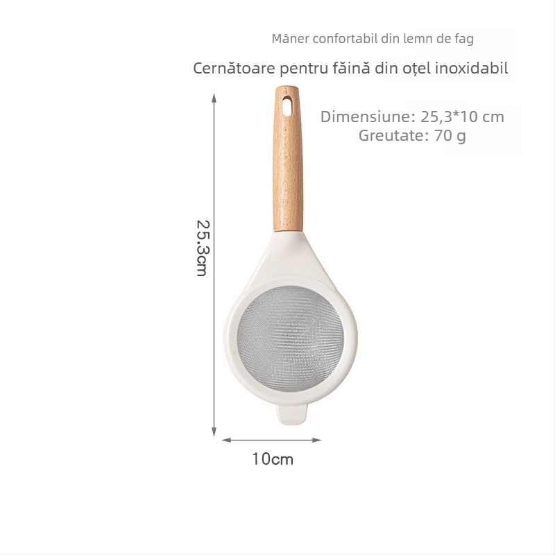 Set din trei piese de unelte de patiserie din oțel inoxidabil: strecurător de făină, tel pentru ouă, răzuitor de brânză