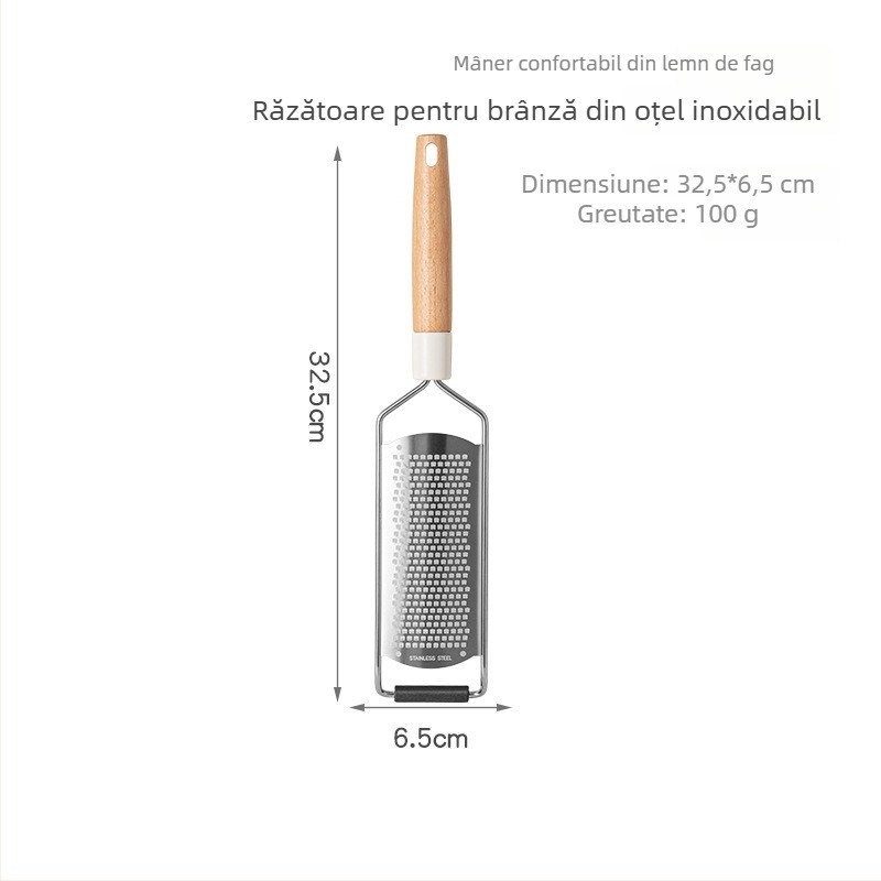 Set din trei piese de unelte de patiserie din oțel inoxidabil: strecurător de făină, tel pentru ouă, răzuitor de brânză