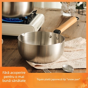Oală japoneză din oțel inoxidabil cu capac din sticlă, 2,1–3 L, anti-arsură, rezistență la ruginire, pentru supă, tăiței, lapte, Luosifen