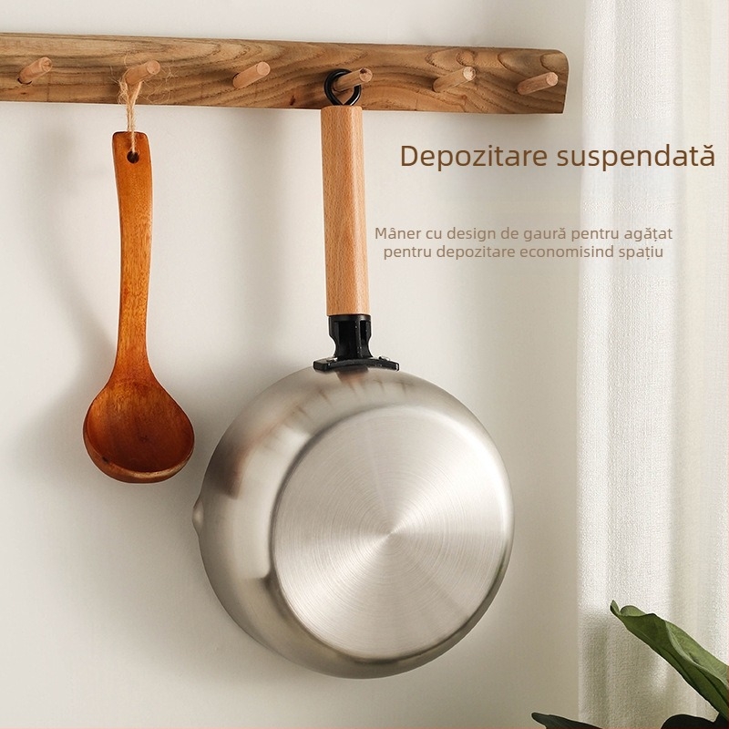 Oală japoneză din oțel inoxidabil cu capac din sticlă, 2,1–3 L, anti-arsură, rezistență la ruginire, pentru supă, tăiței, lapte, Luosifen