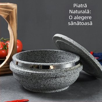 Oală de piatră pentru bibimbap și supe — oală ceramică în stil coreean pentru aragaz cu gaz