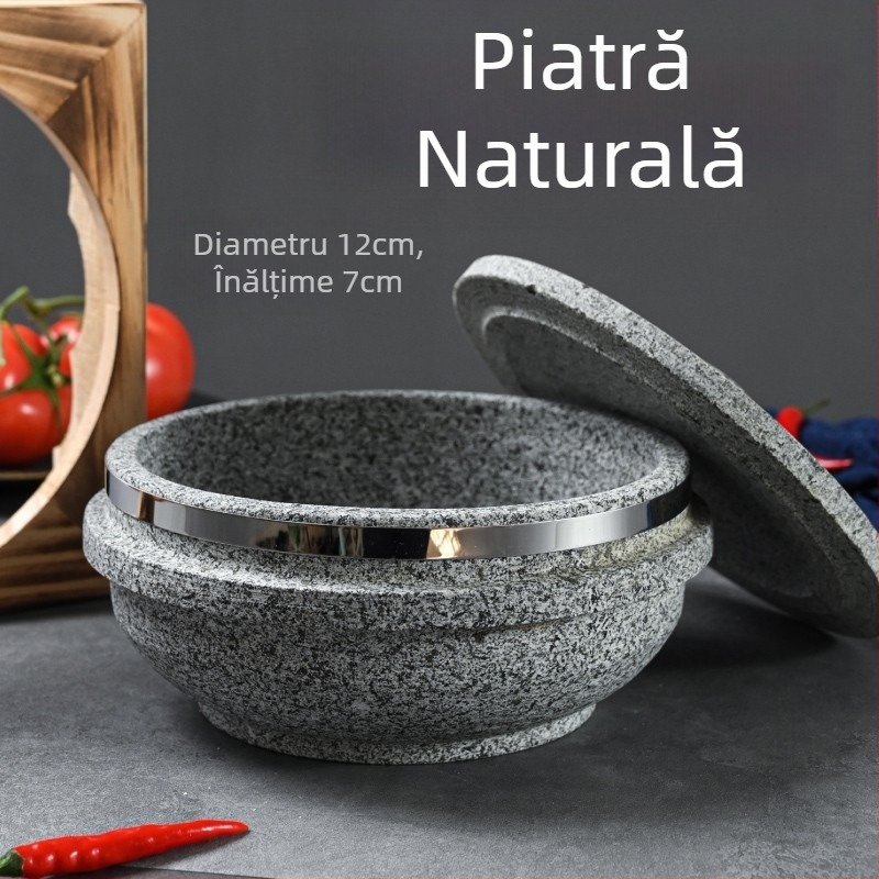 Oală de piatră pentru bibimbap și supe — oală ceramică în stil coreean pentru aragaz cu gaz