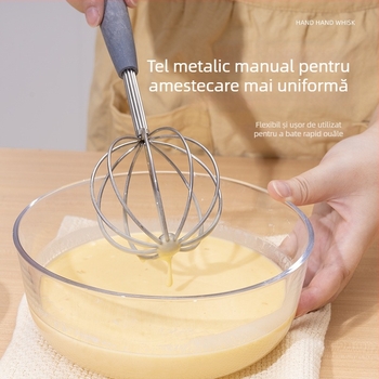 Bețișor de amestecat ouă din oțel inoxidabil, manual, pentru uz casnic