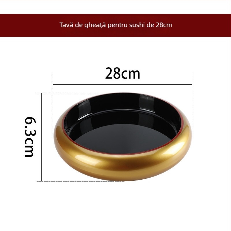 Farfurie plată Wagyu Sukiyaki, stil japonez, pentru hot pot, rotundă, culoare aurie, platou pentru vită la bufet, farfurie pentru sashimi, utilizare comercială