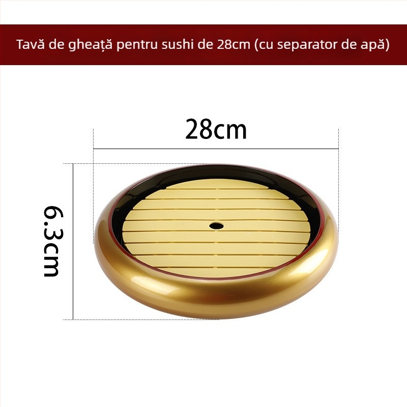 Farfurie plată Wagyu Sukiyaki, stil japonez, pentru hot pot, rotundă, culoare aurie, platou pentru vită la bufet, farfurie pentru sashimi, utilizare comercială