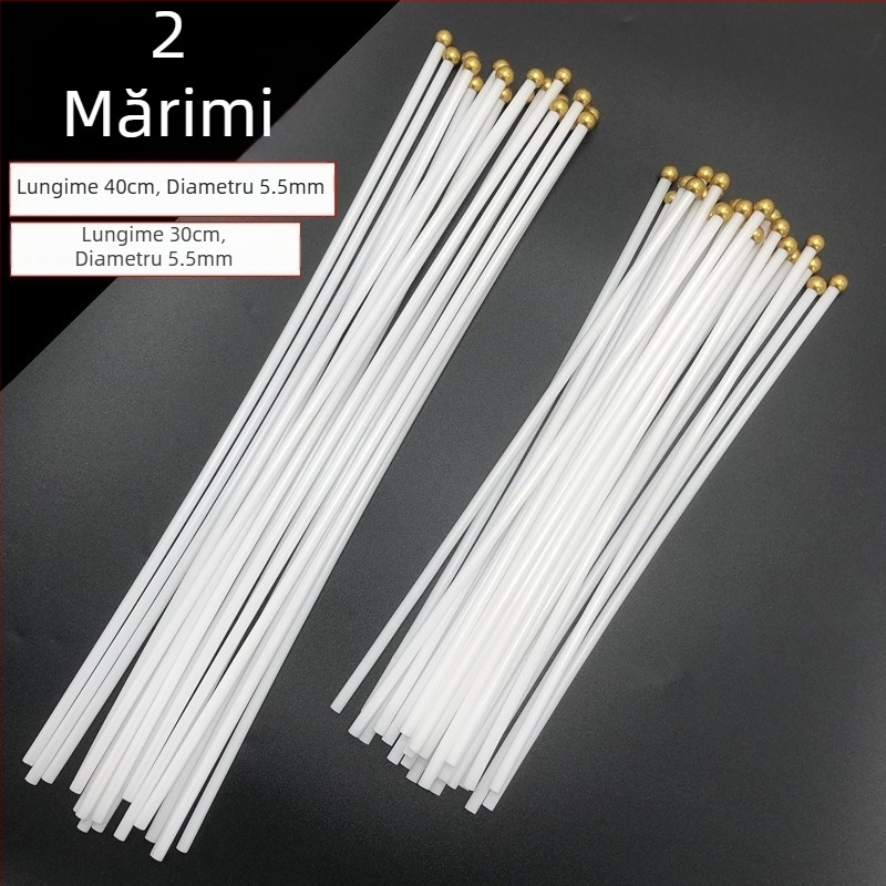 Stâlp de steag din plastic pentru steaguri mici Nr.7–Nr.8, acționat manual, alb, diametru 5 mm, lungime 30–40 cm, capac plat rotund