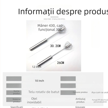 Bețișor din oțel inoxidabil – tel manual pentru ouă și smântână, ușor de folosit, durabil