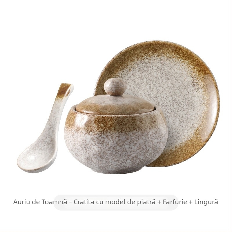 Oală ceramică pentru baie în abur cu capac, porție unică, supă cu Bird's Nest și Buddha Jumping Over the Wall, pentru uz hotelier, capacitate mare
