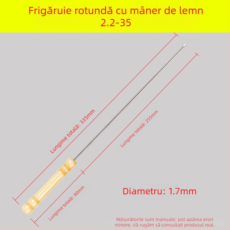 Yir frigărui din oțel inoxidabil cu mâner din lemn, frigărui plate pentru frigări de miel, ustensile de grătar pentru uz casnic