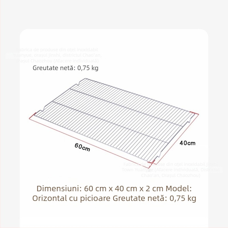Grătar din oțel inoxidabil 304 pentru coacere și răcire, 60×40 cm, cu picioare; grătar de răcire pentru prăjituri; suport de uscare pâine; plasă de filtrare a uleiului; utilizare comercială
