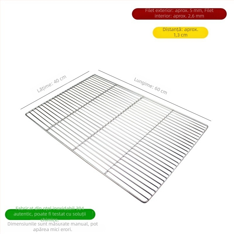 Grătar din oțel inoxidabil 304 pentru coacere și răcire, 60×40 cm, cu picioare; grătar de răcire pentru prăjituri; suport de uscare pâine; plasă de filtrare a uleiului; utilizare comercială