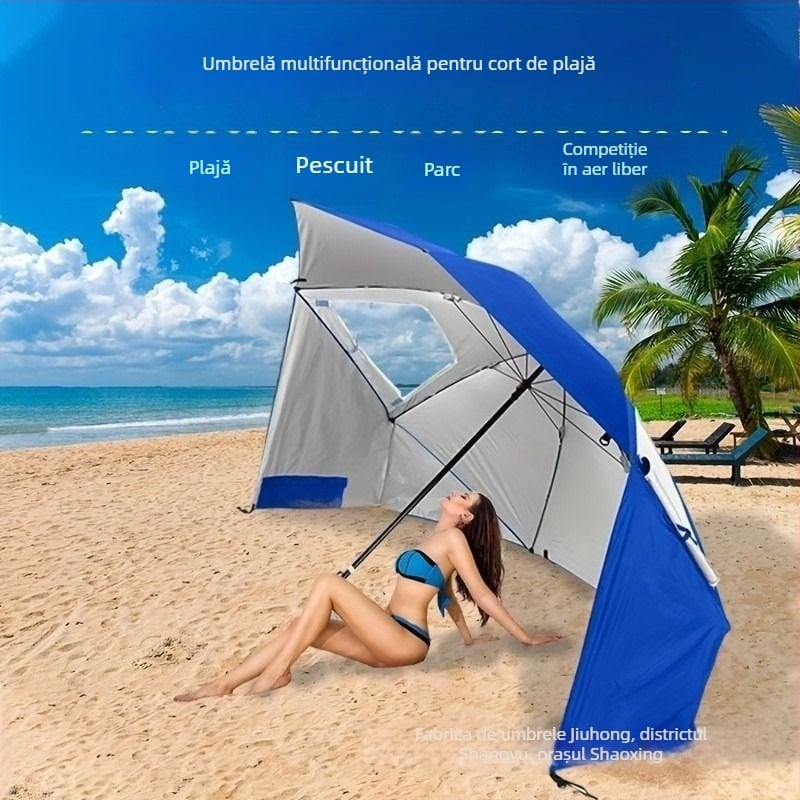 Umbrelă de plajă portabilă, cort multifuncțional pentru camping în aer liber