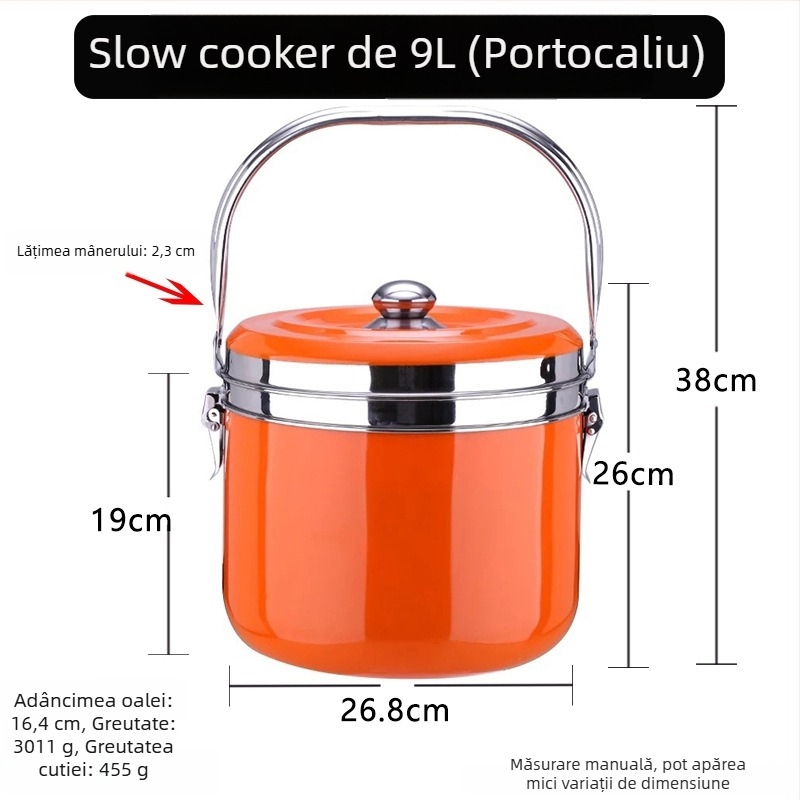 Oală din oțel inoxidabil, economisire de energie, gătire fără flacără pentru supe, tocănițe, abur, înăbuire și menținerea caldului; utilizare dublă gaz/electric.